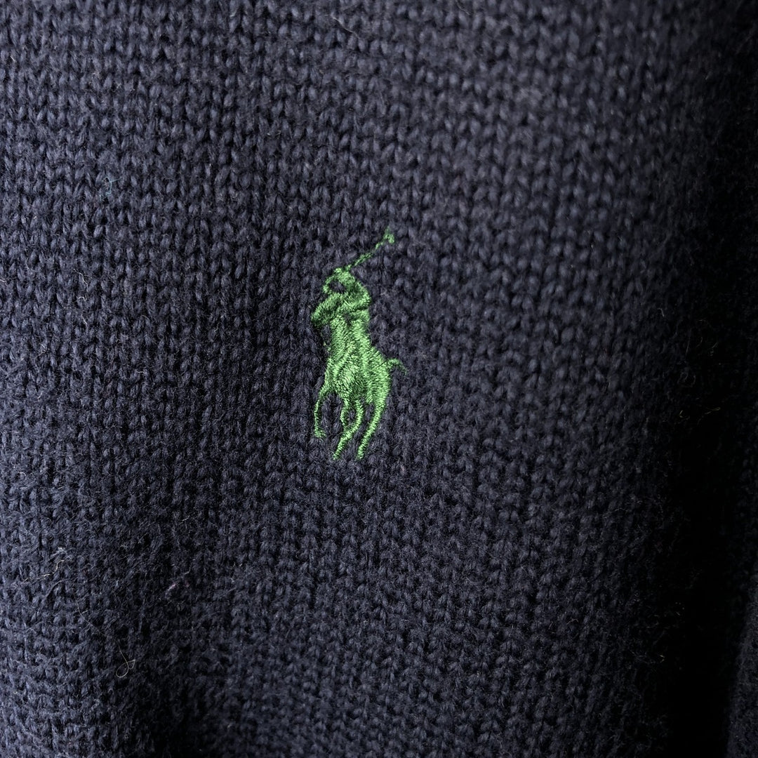 Ralph Lauren POLO by Ralph Lauren Cotton Knit Half Zip Sweater Men's XL cotton navy blue type Vintage Second Hand