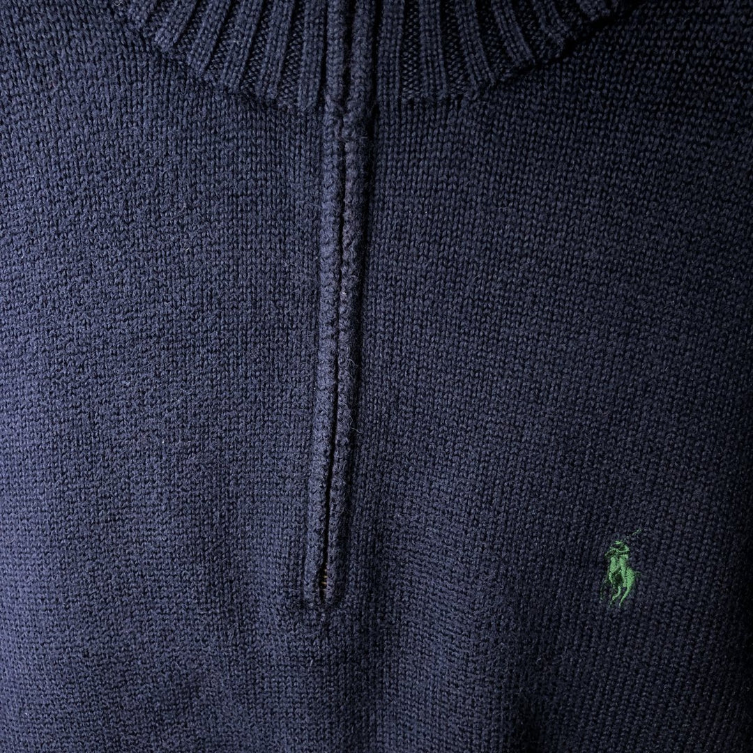 Ralph Lauren POLO by Ralph Lauren Cotton Knit Half Zip Sweater Men's XL cotton navy blue type Vintage Second Hand