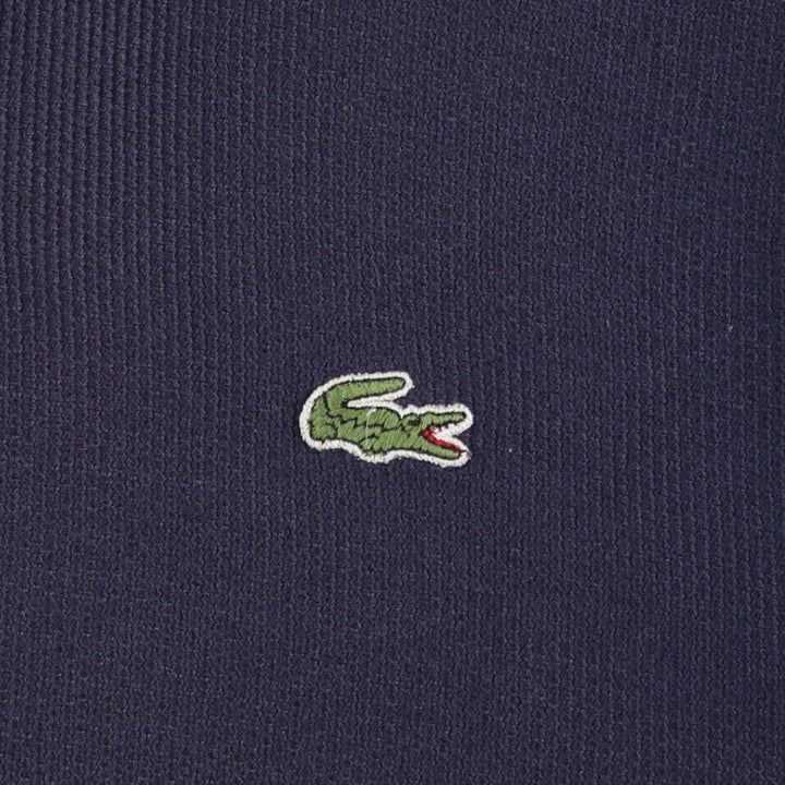 1990'S Lacoste Cotton Knit Half-Zip Sweater, Made in Spain, Size 5 (Men's Large equivalent), Vintage cotton navy blue type Vintage Second Hand