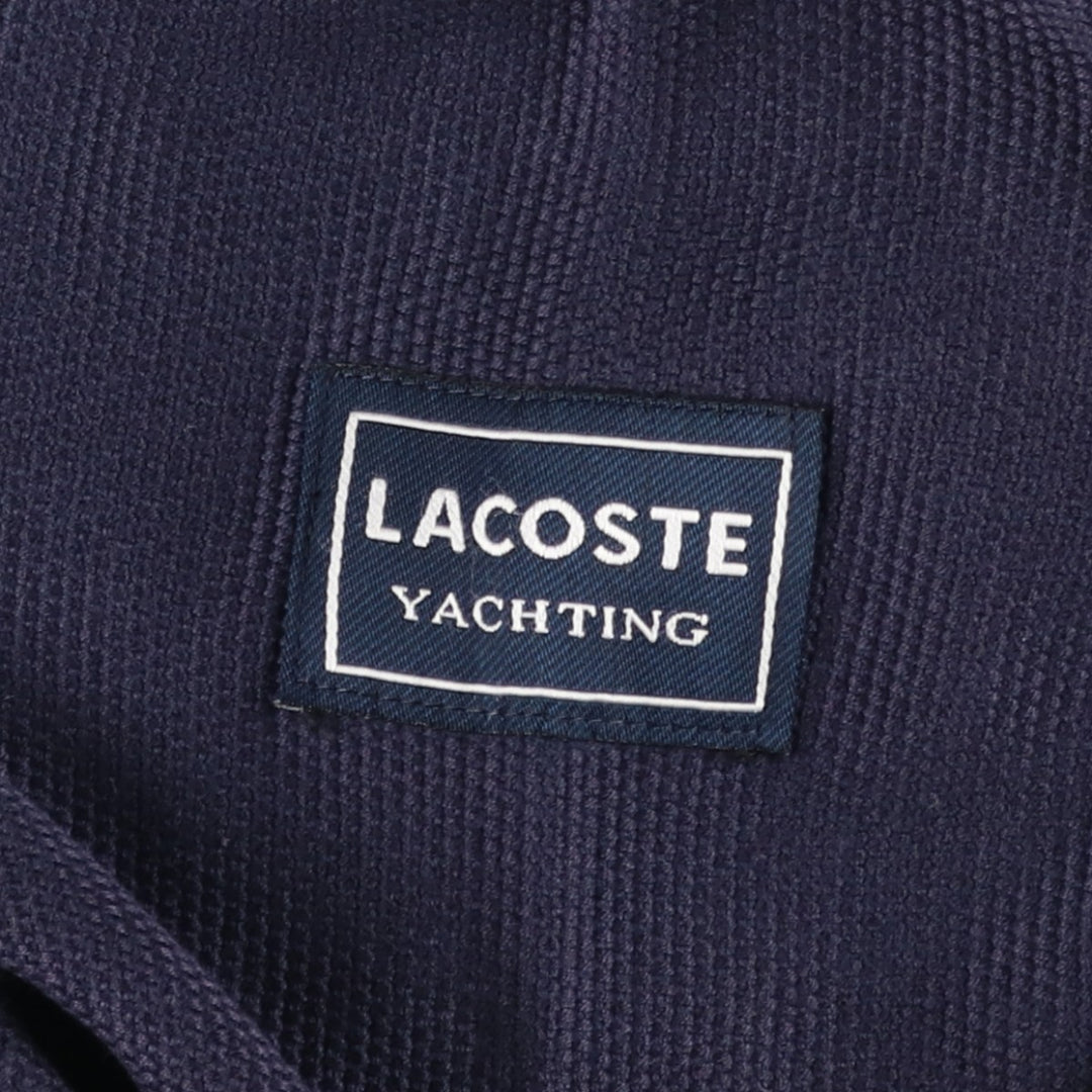1990'S Lacoste Cotton Knit Half-Zip Sweater, Made in Spain, Size 5 (Men's Large equivalent), Vintage cotton navy blue type Vintage Second Hand