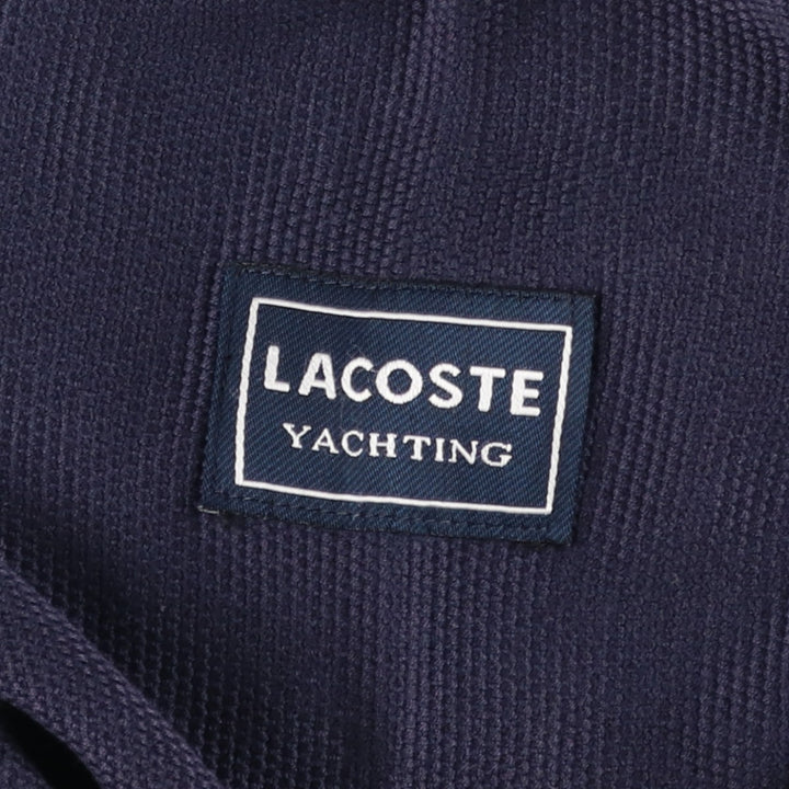 1990'S Lacoste Cotton Knit Half-Zip Sweater, Made in Spain, Size 5 (Men's Large equivalent), Vintage cotton navy blue type Vintage Second Hand