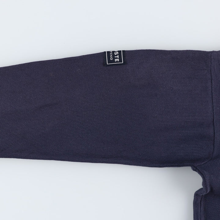 1990'S Lacoste Cotton Knit Half-Zip Sweater, Made in Spain, Size 5 (Men's Large equivalent), Vintage cotton navy blue type Vintage Second Hand