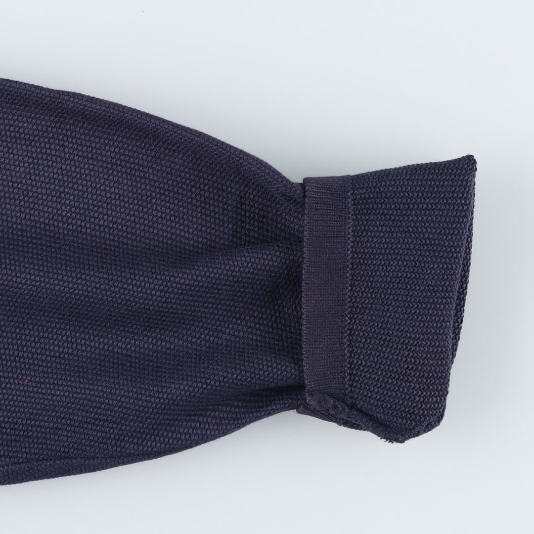 1990'S Lacoste Cotton Knit Half-Zip Sweater, Made in Spain, Size 5 (Men's Large equivalent), Vintage cotton navy blue type Vintage Second Hand