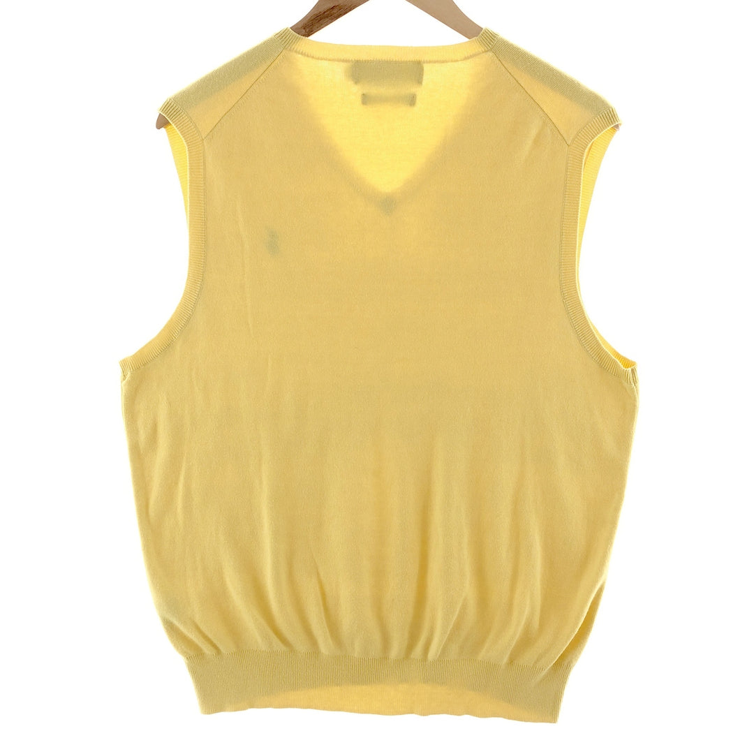 POLO by Ralph Lauren EXCULSIVE OF DECORATION V-neck Pima cotton knit vest, men's size L Pima Cotton yellow type Vintage Second Hand