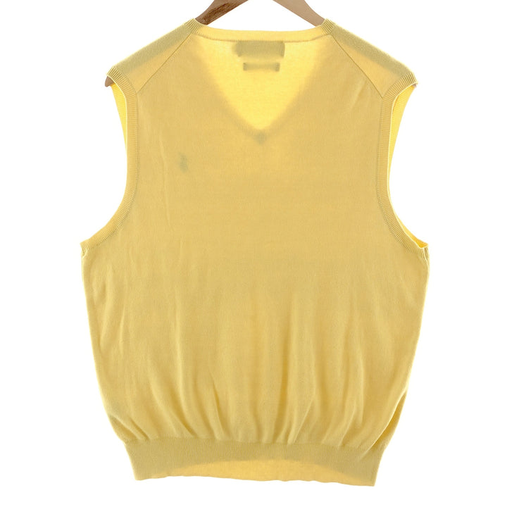 POLO by Ralph Lauren EXCULSIVE OF DECORATION V-neck Pima cotton knit vest, men's size L Pima Cotton yellow type Vintage Second Hand