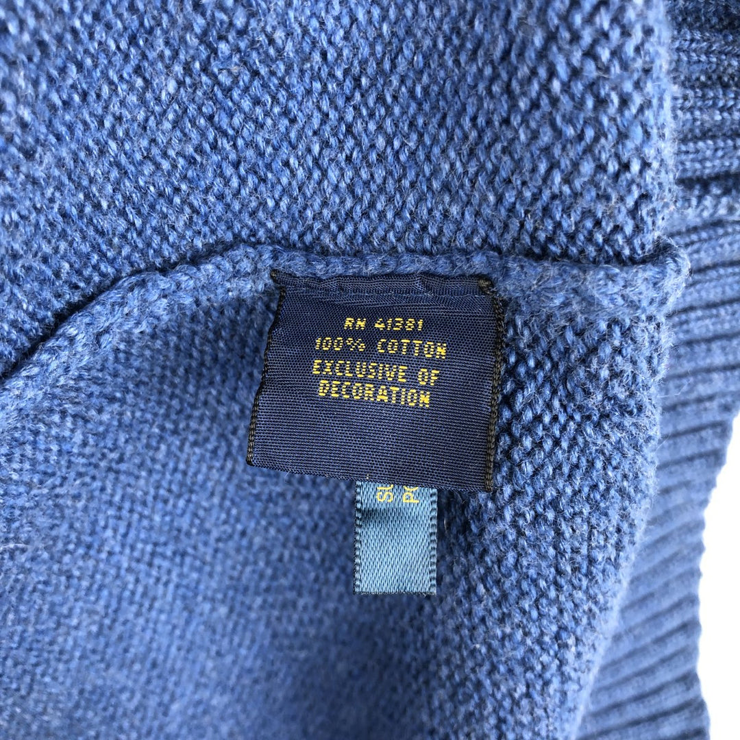 Ralph Lauren POLO RALPH LAUREN Cotton knit half zip sweater Men's size L cotton blue type Vintage Second Hand