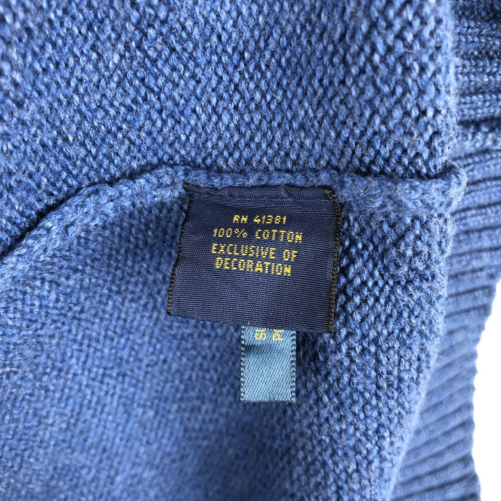 Ralph Lauren POLO RALPH LAUREN Cotton knit half zip sweater Men's size L cotton blue type Vintage Second Hand