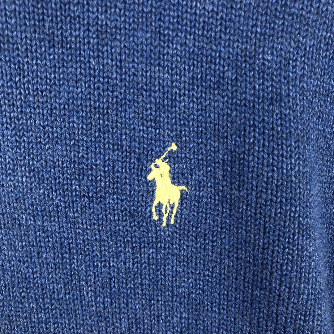 Ralph Lauren POLO RALPH LAUREN Cotton knit half zip sweater Men's size L cotton blue type Vintage Second Hand