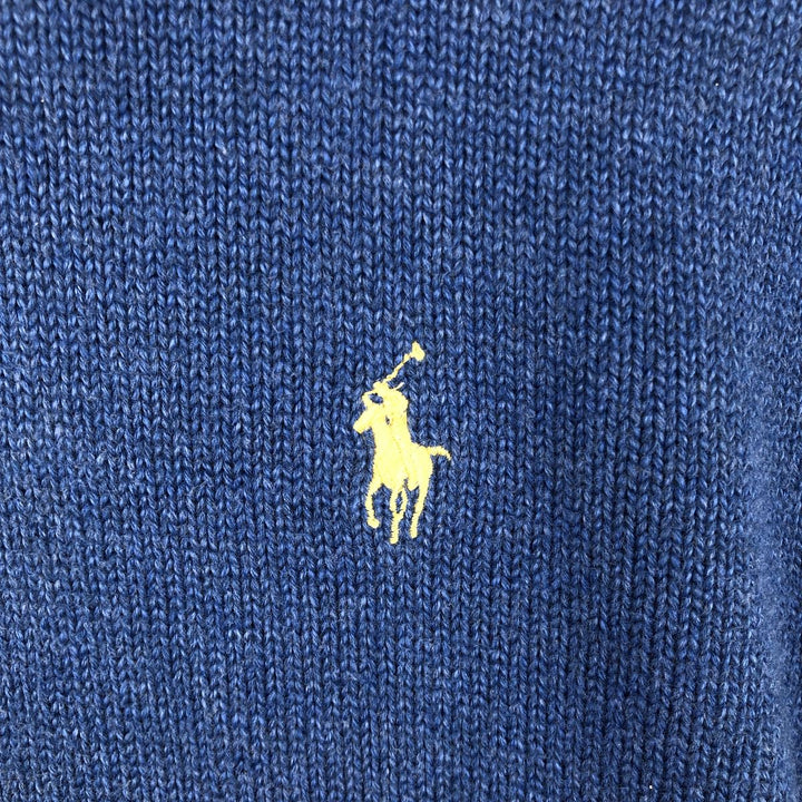 Ralph Lauren POLO RALPH LAUREN Cotton knit half zip sweater Men's size L cotton blue type Vintage Second Hand