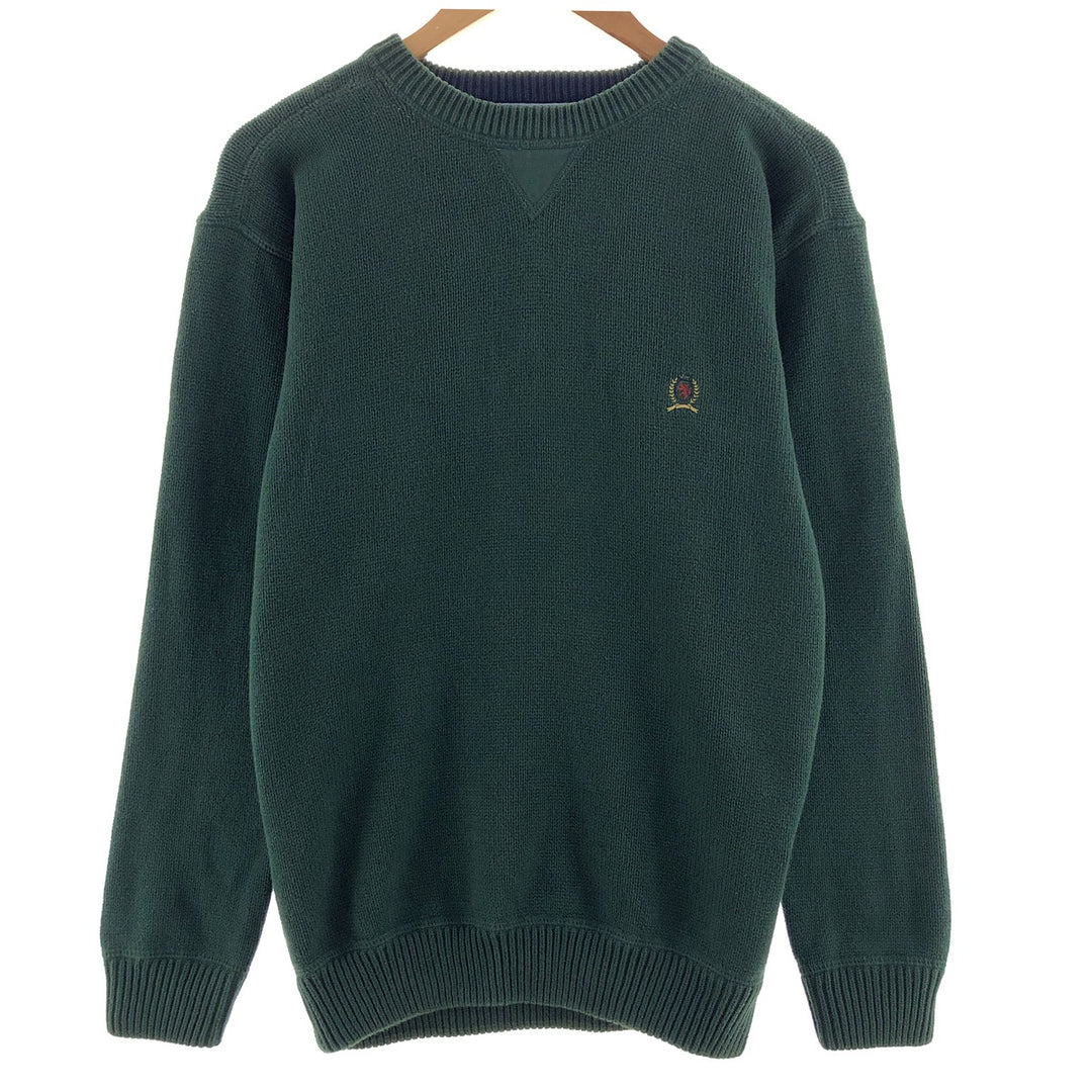 Vintage 90'S Tommy Hilfiger cotton knit sweater, size S, men's cotton green type Vintage Second Hand