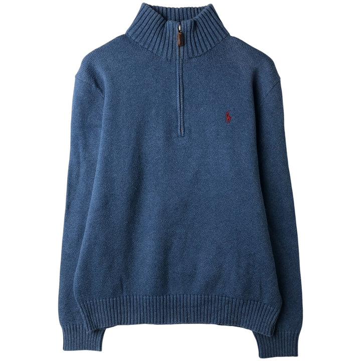 Ralph Lauren POLO by Ralph Lauren Cotton Knit Half Zip Sweater Men's M cotton blue type Vintage Second Hand