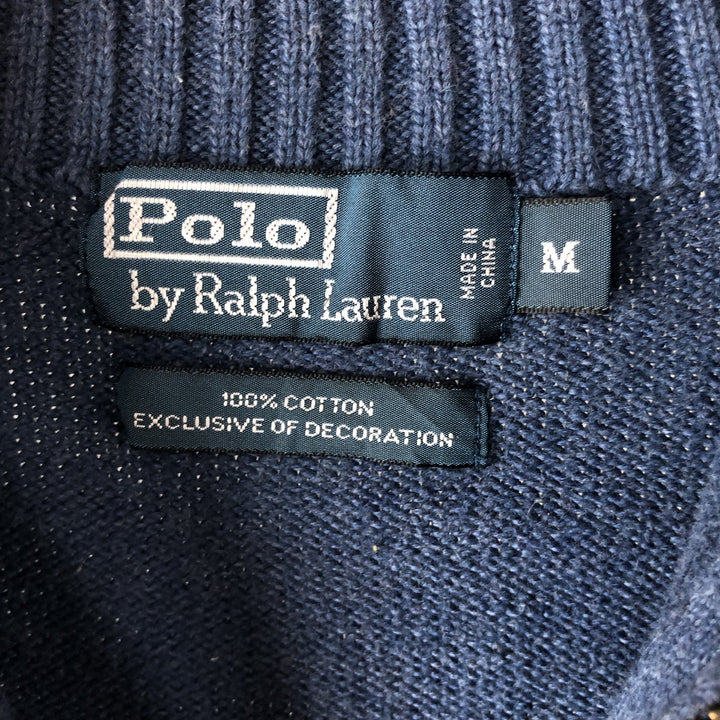 Ralph Lauren POLO by Ralph Lauren Cotton Knit Half Zip Sweater Men's M cotton blue type Vintage Second Hand