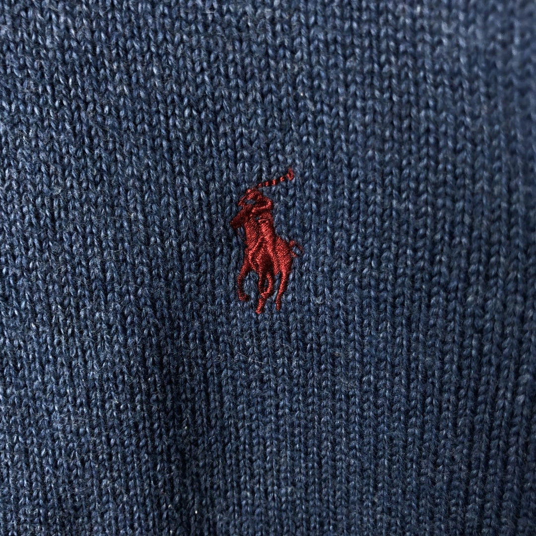 Ralph Lauren POLO by Ralph Lauren Cotton Knit Half Zip Sweater Men's M cotton blue type Vintage Second Hand