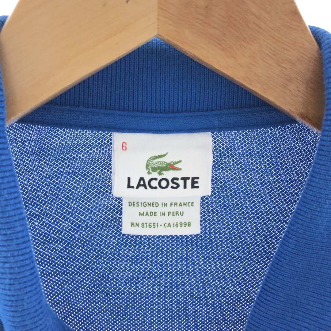 Lacoste French-designed long-sleeved polo shirt, size 6, men's XL cotton blue type Vintage Second Hand