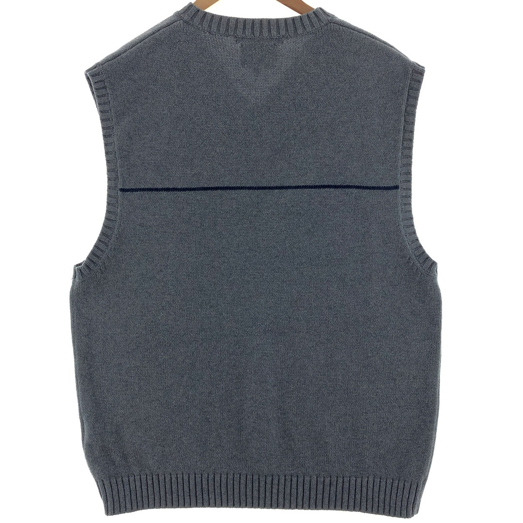 Vintage 90'S Tommy Hilfiger V-neck cotton knit vest, men's size XL cotton gray type Vintage Second Hand