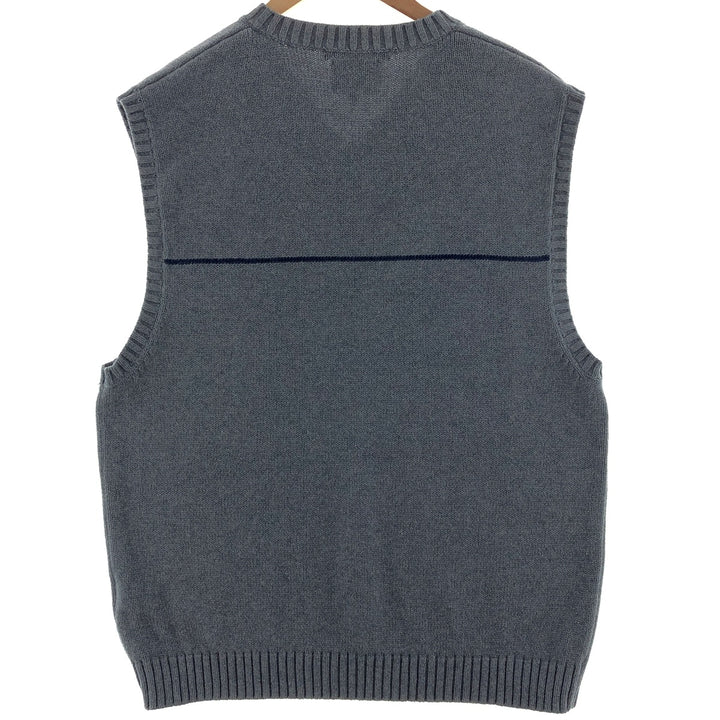 Vintage 90'S Tommy Hilfiger V-neck cotton knit vest, men's size XL cotton gray type Vintage Second Hand