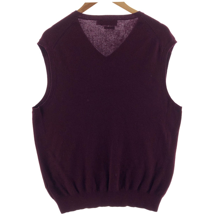 Ralph Lauren POLO RALPH LAUREN V-neck Pima cotton knit vest, men's size L Pima Cotton wine-red Vintage Second Hand