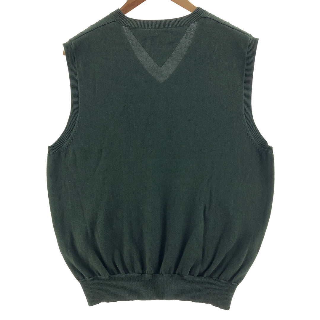 Tommy Hilfiger Golf V-neck cotton knit vest, size M for men cotton green type Vintage Second Hand
