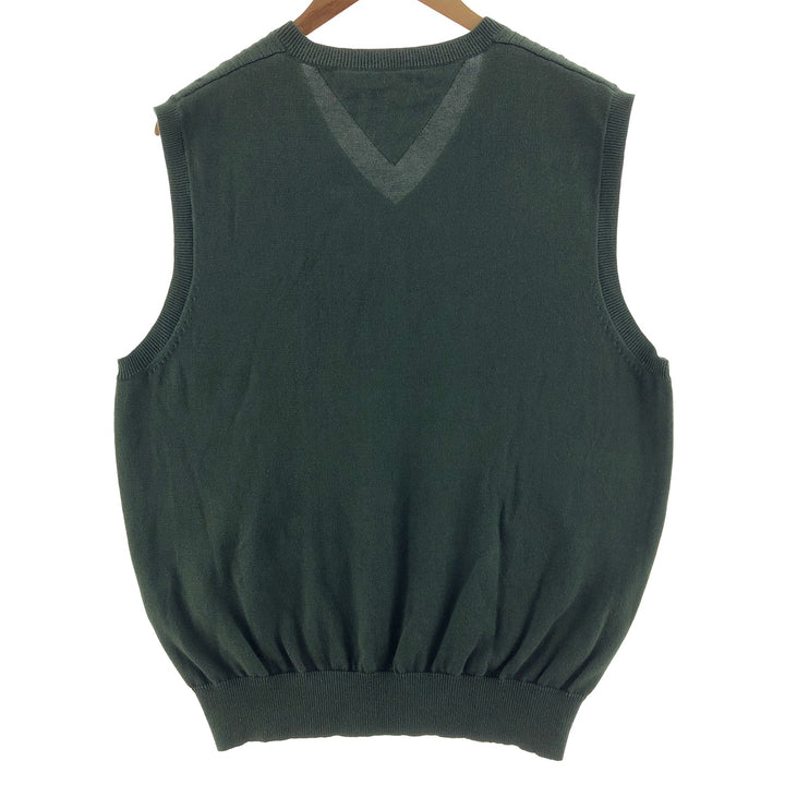 Tommy Hilfiger Golf V-neck cotton knit vest, size M for men cotton green type Vintage Second Hand
