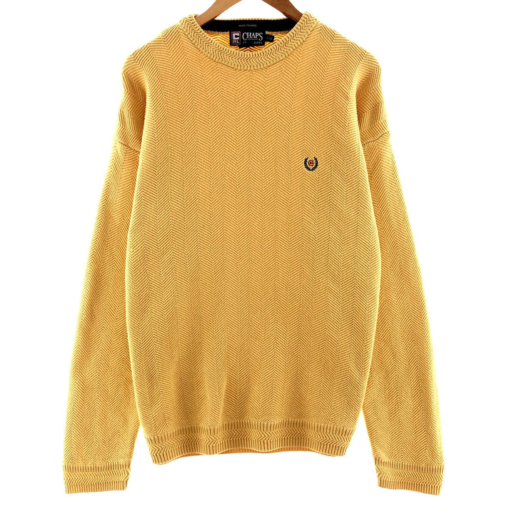 90'S Ralph Lauren CHAPS Herringbone Cotton Knit Sweater Men's L Size Vintage /eaa381163