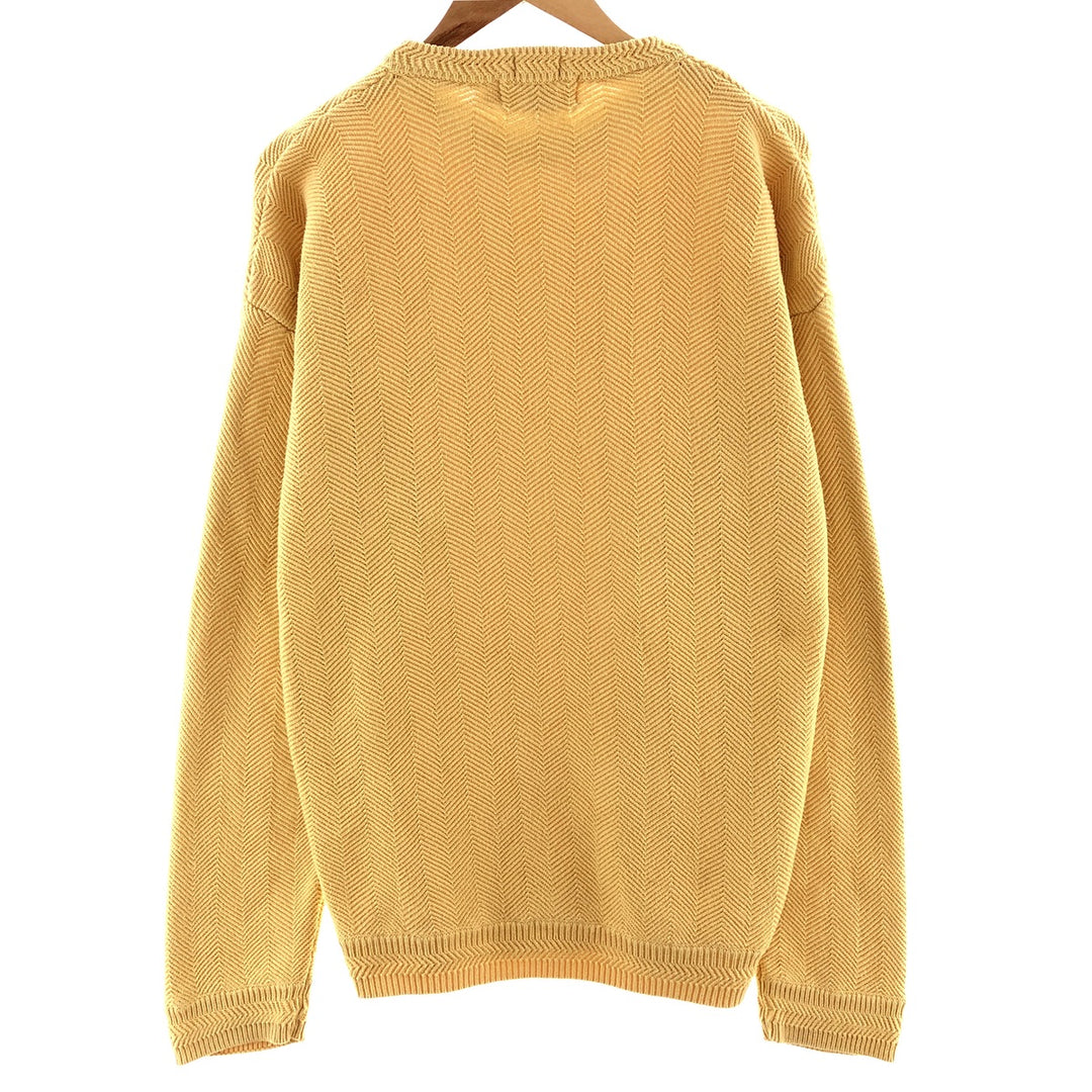 90'S Ralph Lauren CHAPS Herringbone Cotton Knit Sweater Men's L Size Vintage /eaa381163