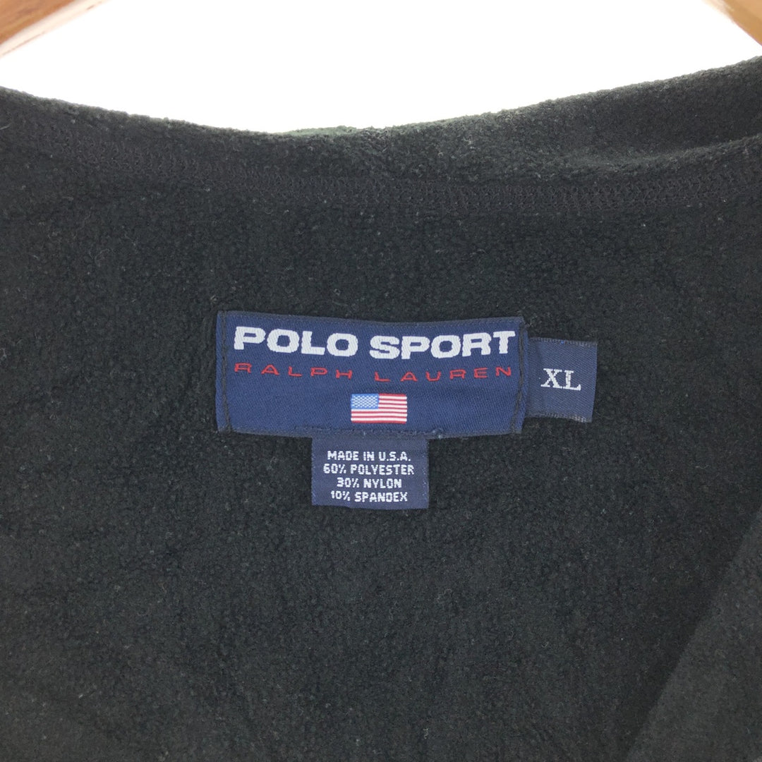 90'S Ralph Lauren POLO SPORT Half-Zip Fleece Pullover Hoodie Made in USA Men's XL /eaa381174