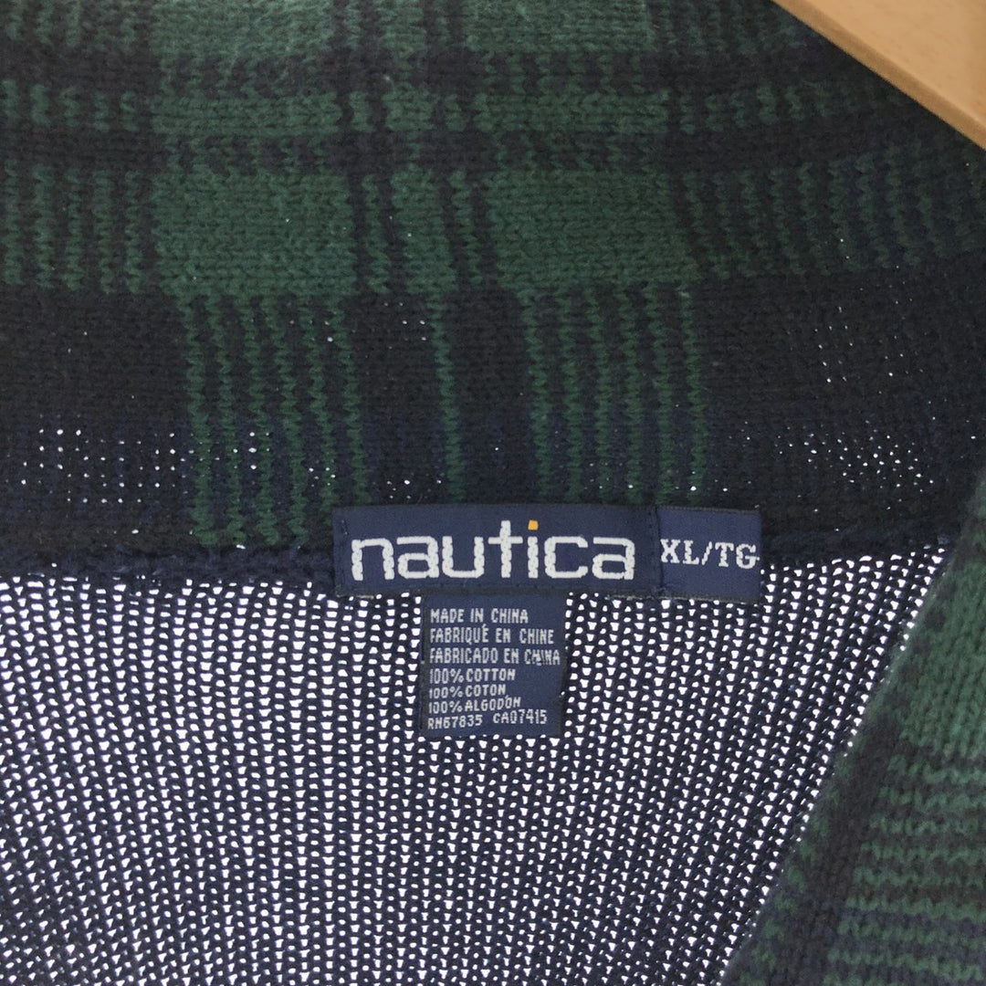 90'S NAUTICA all-over print shawl collar cotton knit cardigan, men's XL size, vintage /eaa381179