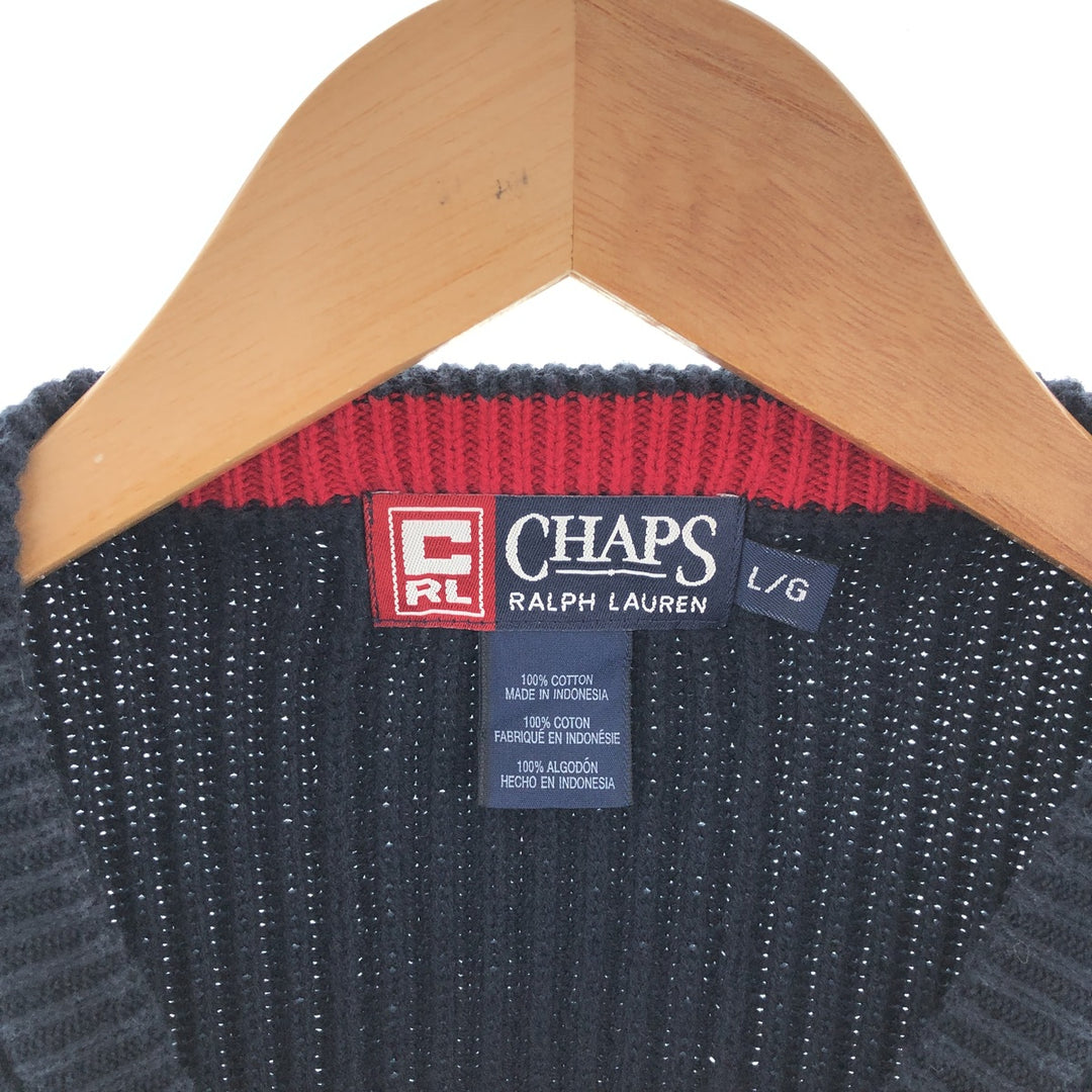 90'S Ralph Lauren CHAPS ribbed cotton knit sweater, men's size L, vintage /eaa381205