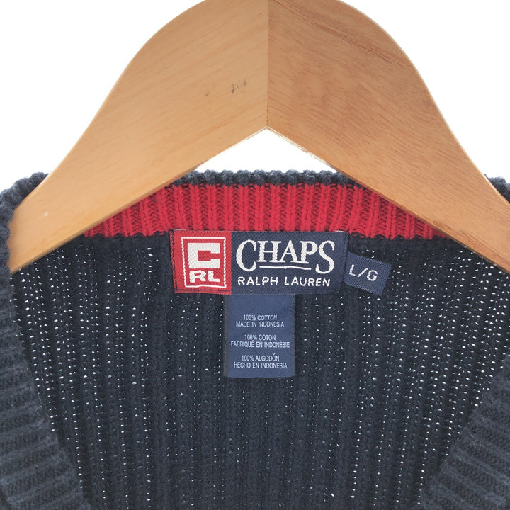 90'S Ralph Lauren CHAPS ribbed cotton knit sweater, men's size L, vintage /eaa381205