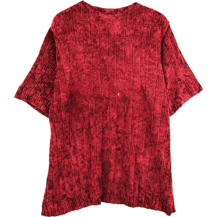 Short-sleeved knit sweater, women's size XL unclear red type Vintage Second Hand