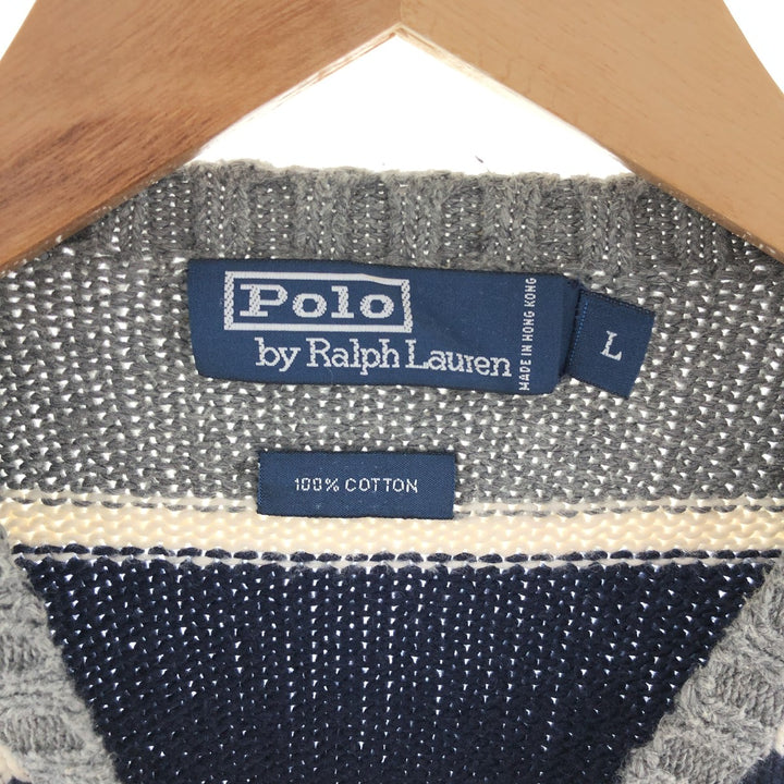 Ralph Lauren POLO by Ralph Lauren Striped Pattern Cotton Knit Sweater Men's L /eaa381543