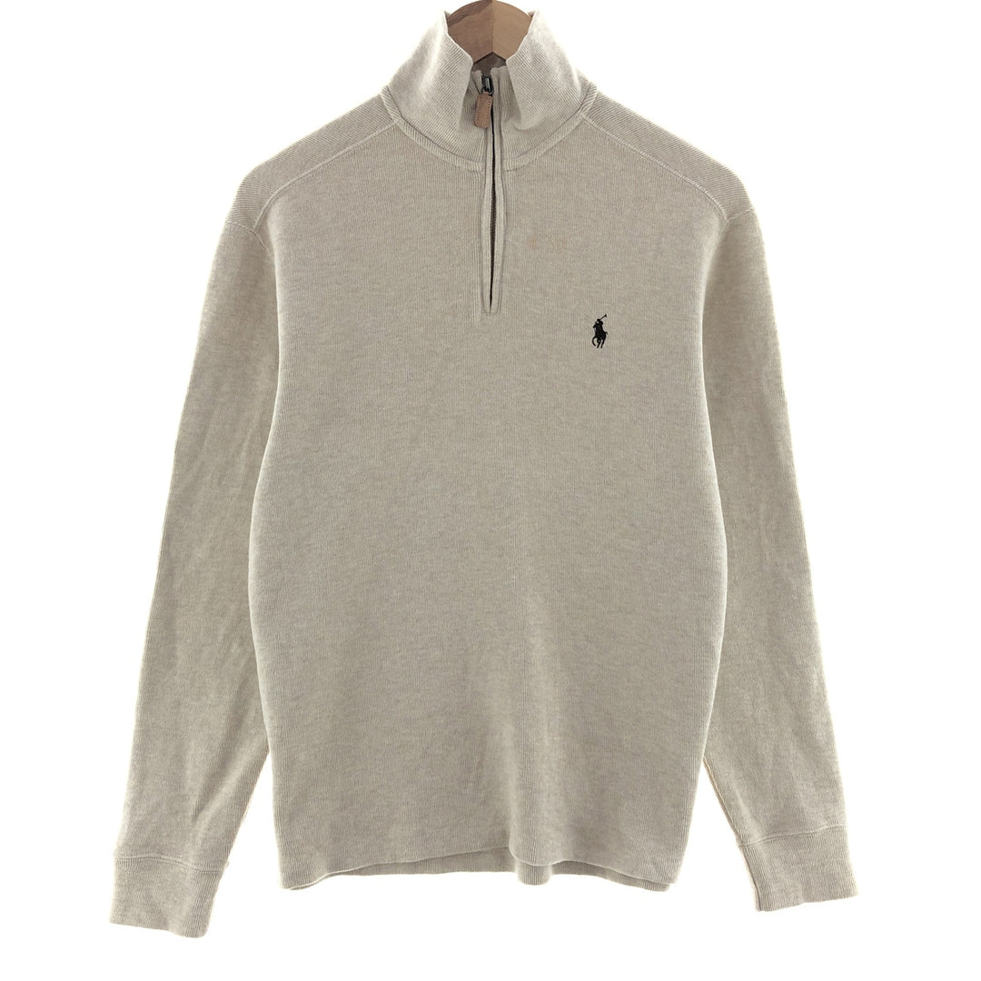 Ralph Lauren POLO by Ralph Lauren Half-Zip Sweatshirt, Men's S cotton Beige type Vintage Second Hand