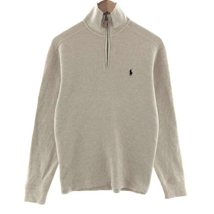 Ralph Lauren POLO by Ralph Lauren Half-Zip Sweatshirt, Men's S cotton Beige type Vintage Second Hand