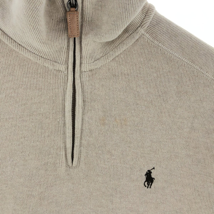 Ralph Lauren POLO by Ralph Lauren Half-Zip Sweatshirt, Men's S cotton Beige type Vintage Second Hand