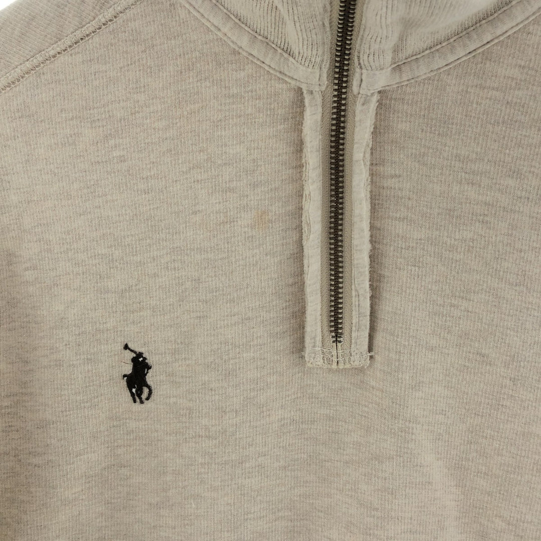 Ralph Lauren POLO by Ralph Lauren Half-Zip Sweatshirt, Men's S cotton Beige type Vintage Second Hand