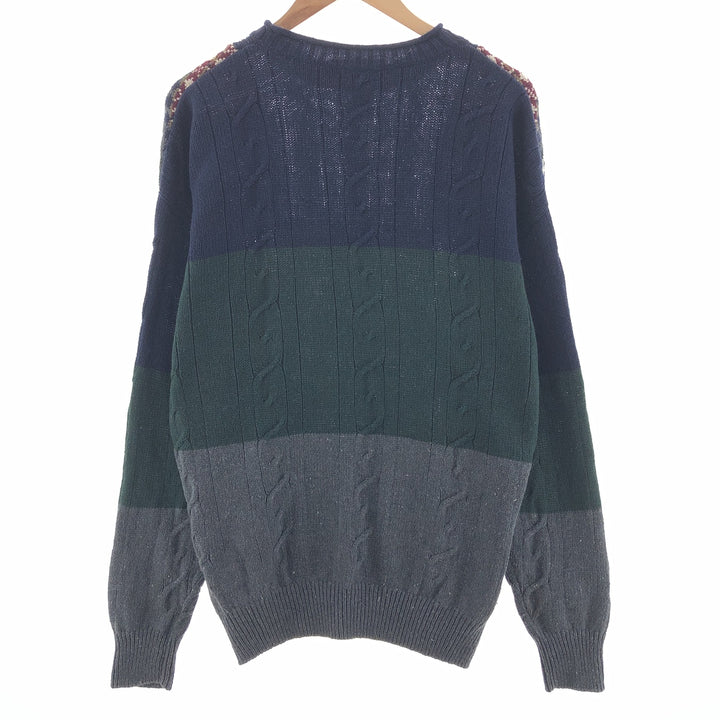 90'S NAUTICA roll neck cable knit linen x cotton knit sweater men's L vintage /eaa381604