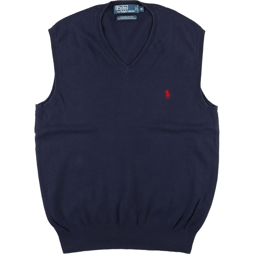 Ralph Lauren POLO by Ralph Lauren V-neck Pima cotton knit vest, men's size M / eaa381640