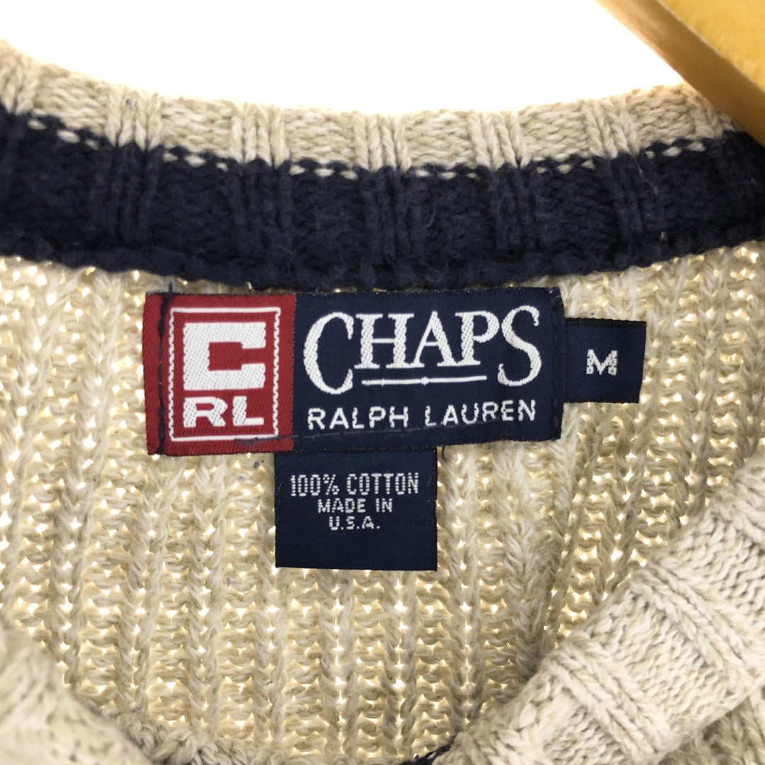 90'S Ralph Lauren CHAPS cotton knit sweater, made in USA, men's size M, vintage /eaa381661