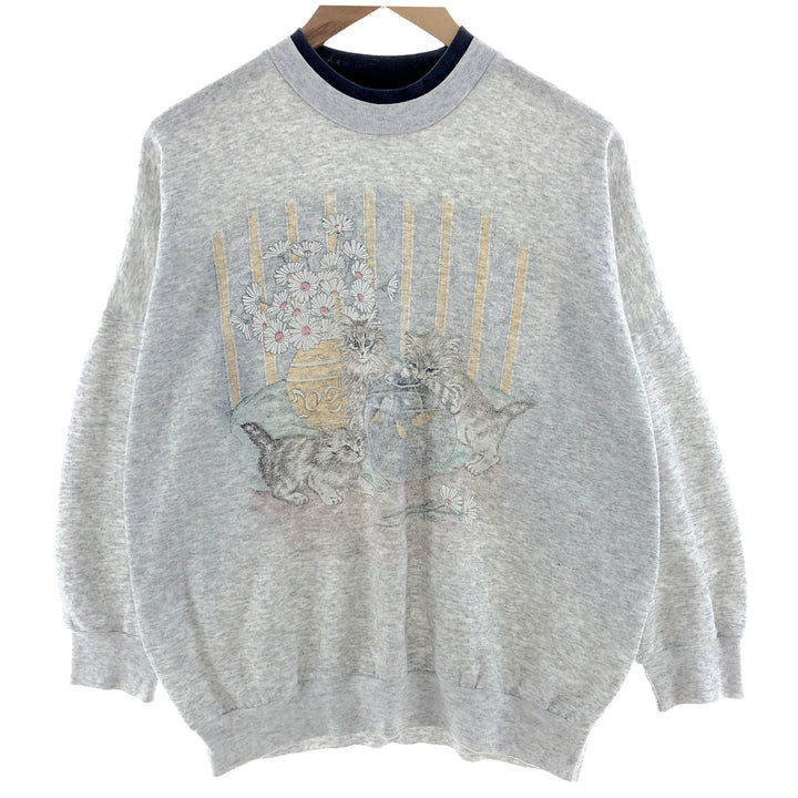 GENER-TION Cat Pattern Layered Neck Animal Sweatshirt Trainer Women's L /eaa381708