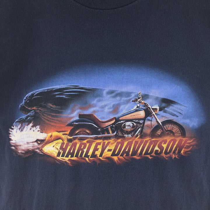 00'S Harley Davidson Eagle Pattern Double-sided Print Motorcycle Bike T-shirt Men's M /eaa381866