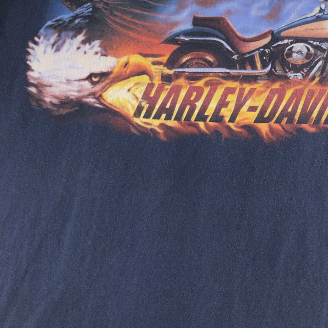 00'S Harley Davidson Eagle Pattern Double-sided Print Motorcycle Bike T-shirt Men's M /eaa381866