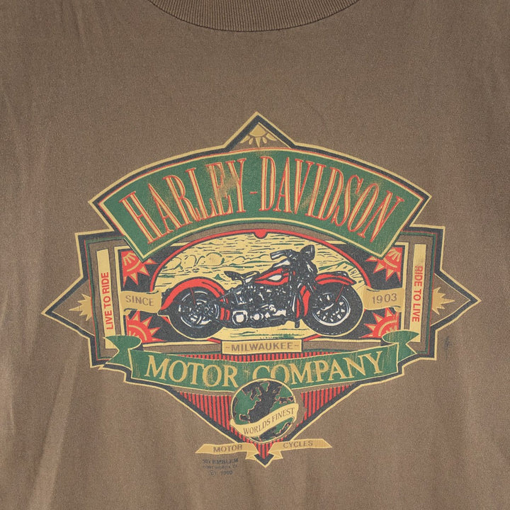 90'S Harley Davidson 3D EMBLEM double-sided print motorcycle bike T-shirt made in USA men's L vintage /eaa381891