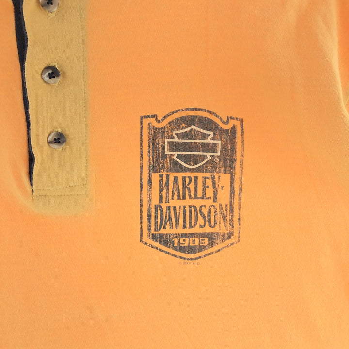 00'S Harley Davidson Henley Neck Motorcycle Bike T-Shirt Men's L /eaa381918