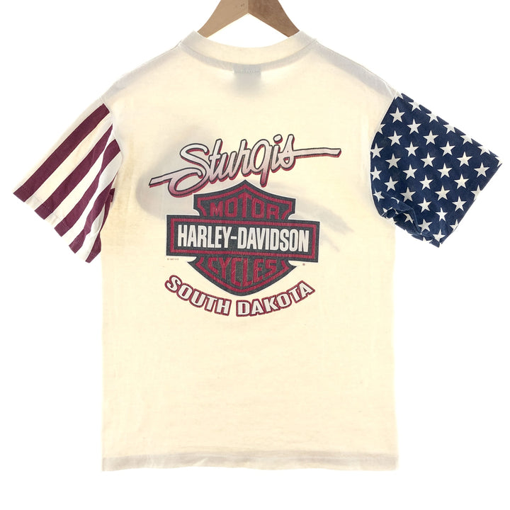 90'S Harley Davidson Eagle Pattern Stars and Stripes Double-sided Print Motorcycle Bike T-Shirt Made in USA Men's M Vintage /eaa381924