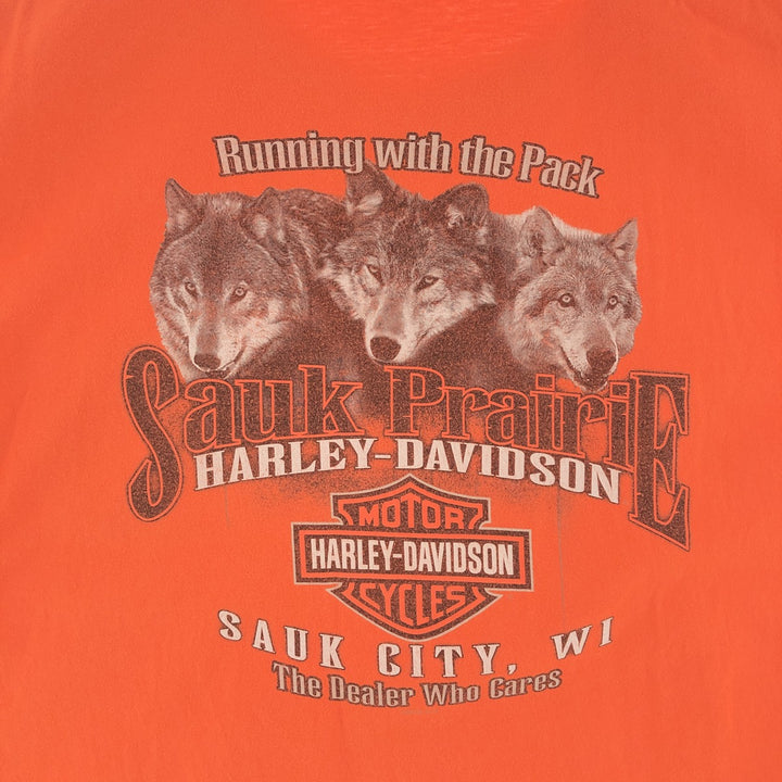 Harley Davidson Wolf Pattern Back Print Motorcycle Bike T-Shirt Men's XL /eaa381925