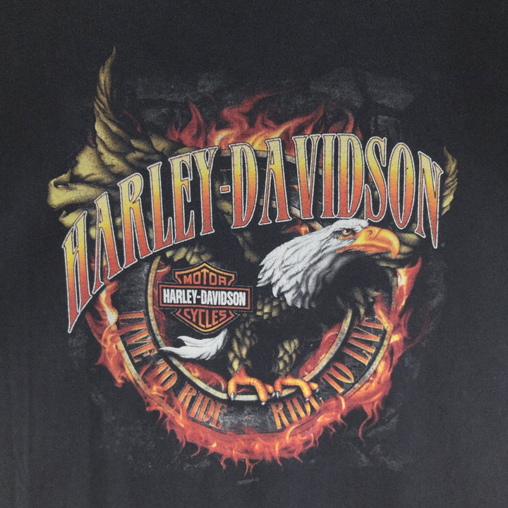 00'S Harley Davidson Eagle Pattern Double-sided Print Triple Print Motorcycle Bike T-shirt Men's XL /eaa381953