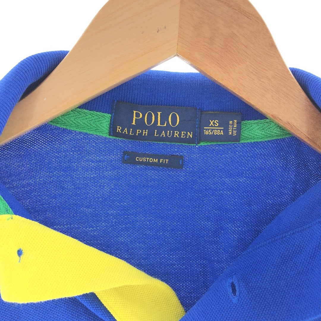 Ralph Lauren POLO RALPH LAUREN CUSTOM FIT Big Pony Short Sleeve Polo Shirt Men's XS cotton blue type Vintage Second Hand