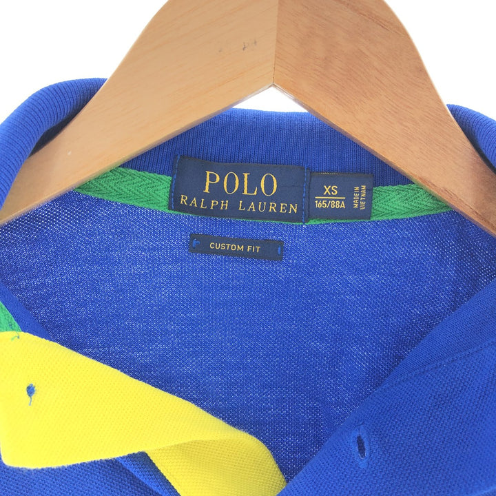 Ralph Lauren POLO RALPH LAUREN CUSTOM FIT Big Pony Short Sleeve Polo Shirt Men's XS cotton blue type Vintage Second Hand