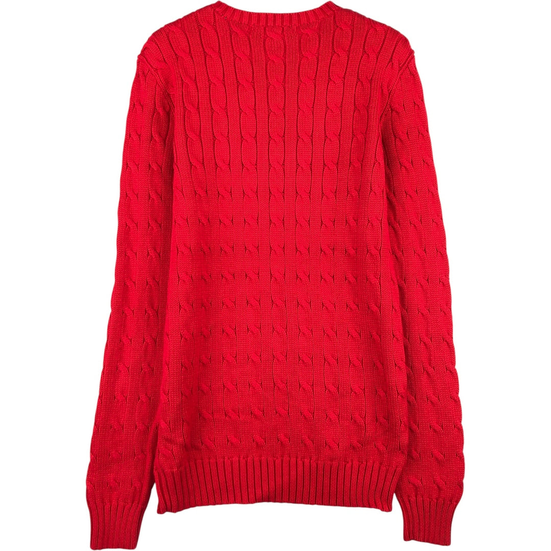 Ralph Lauren cable knit cotton sweater, size S cotton red type Vintage Second Hand