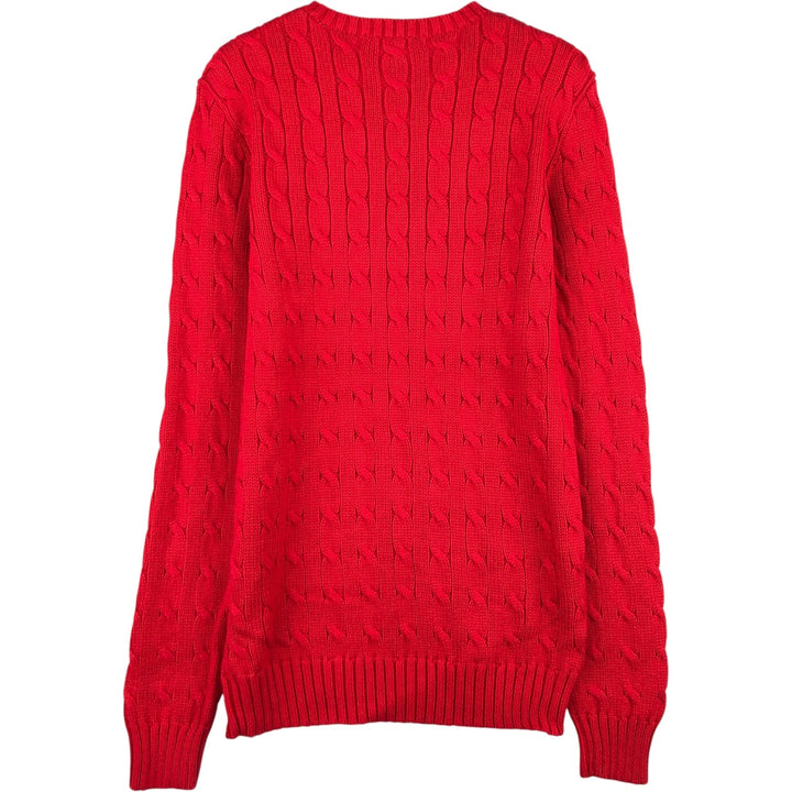 Ralph Lauren cable knit cotton sweater, size S cotton red type Vintage Second Hand